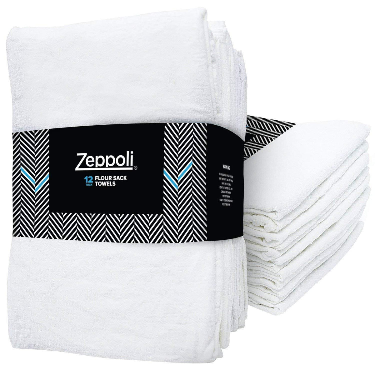 Zeppoli, 12 Pack, Flour Sack Towels, 100% Ring-Spun Cotton 
